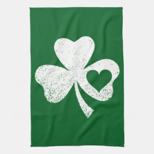 Grön St Patricks Day Irländska Pattys Hjärta Shamr Kökshandduk