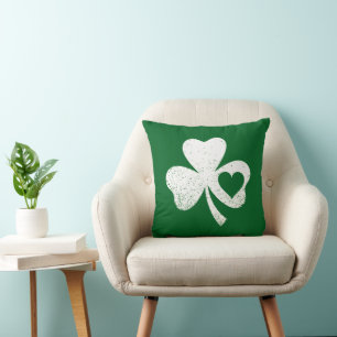 Grön St Patricks Day Irländska Pattys Hjärta Shamr Kudde