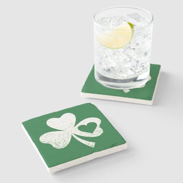 Grön St Patricks Day Irländska Pattys Hjärta Shamr Stenunderlägg (Sidan)