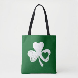 Grön St Patricks Day Irländska Pattys Hjärta Shamr Tygkasse