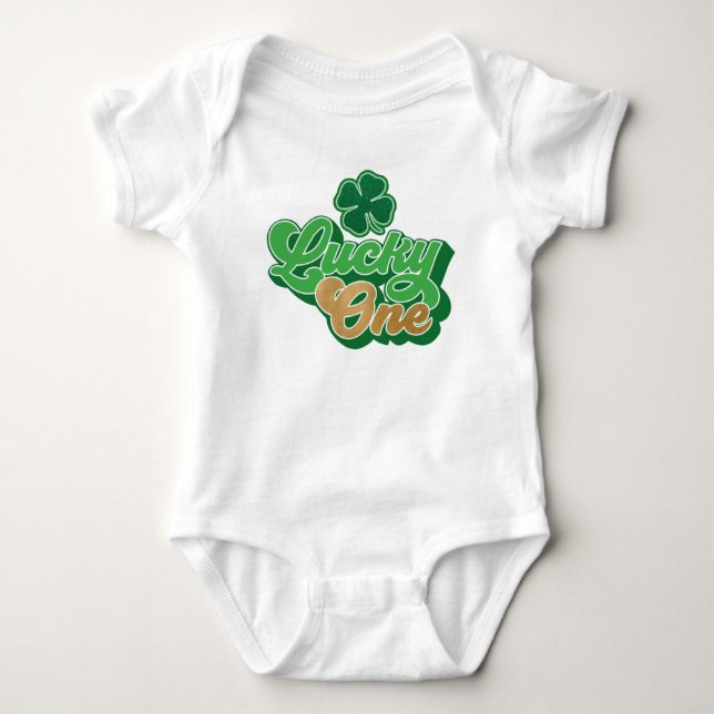 Grön St. Patrick's Day Lucky One Baby Body T Shirt (Framsida)