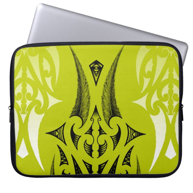 grön stam- design för limefrukt med fjädrar laptop sleeve (Framsidan)