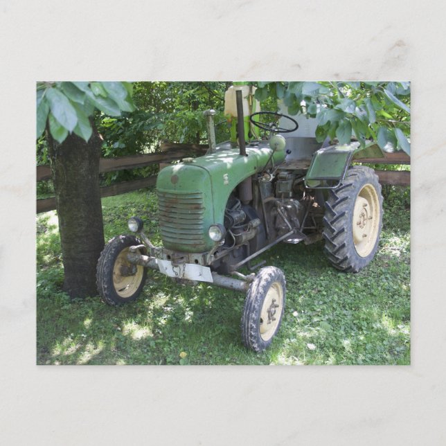 Grön Steyr Traktor 80A Vykort (Framsida)