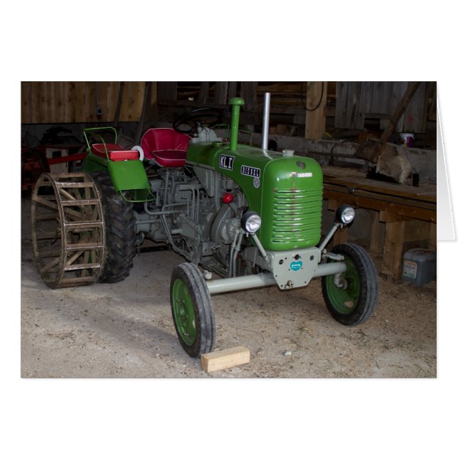 Grön Steyr Traktor KL I Hälsningskort (Framsidan Horizontal)