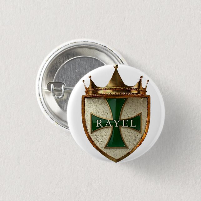 Grön StråleEl Crest Knapp / Märke  (Framsida & baksida)