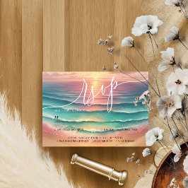 Grön strand sommar sol akvarell elegant RSVP OSA Kort