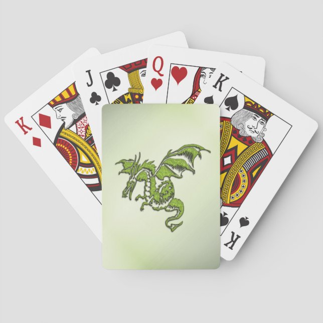 Grön stridande drake casinokort (Baksidan)