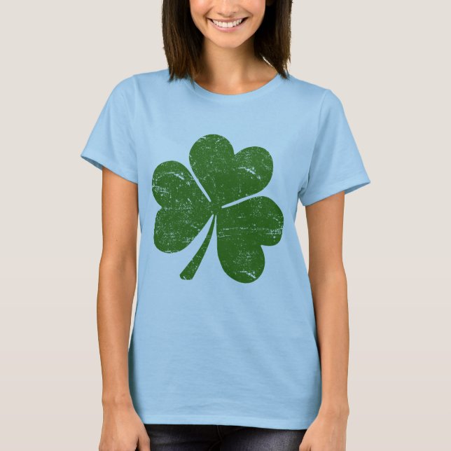 Grön Sts Patrick Shamrock för dagklassiker Tee (Framsida)