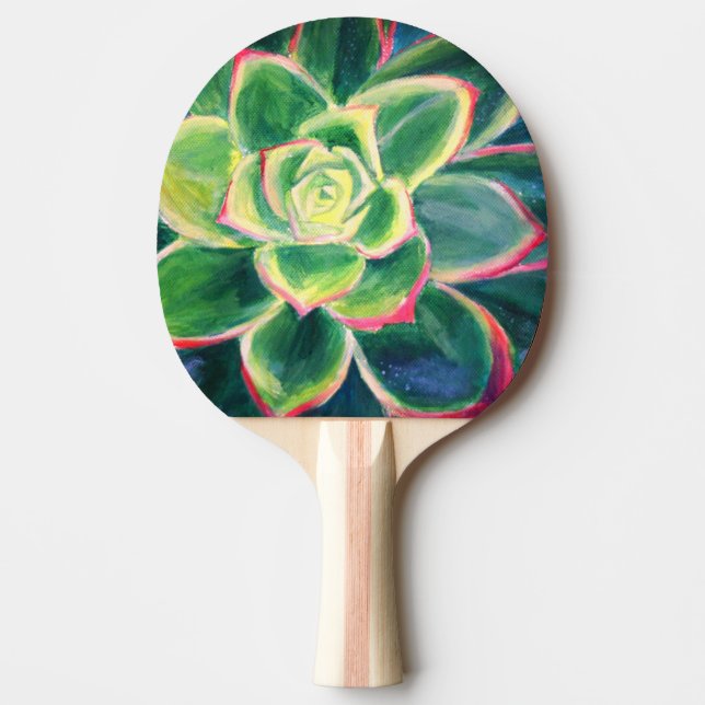Grön Sukkulent Konst Ritning Pingisracket (Framsidan)