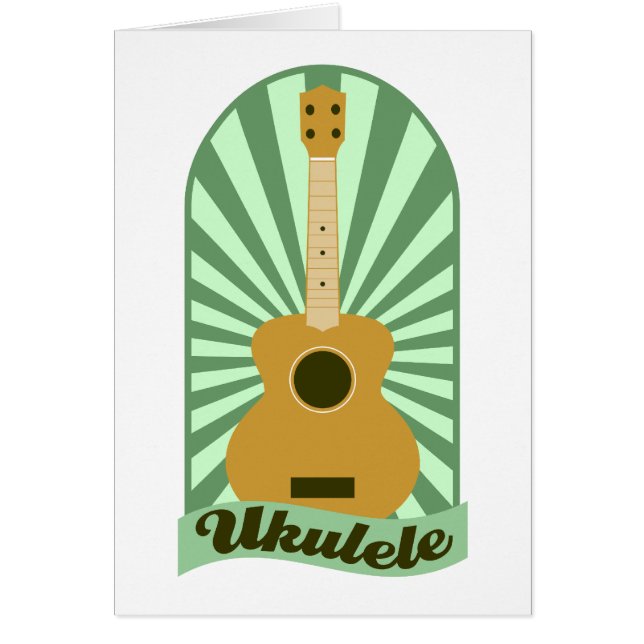 Grön SunburstUkulele Hälsningskort (Framsidan)