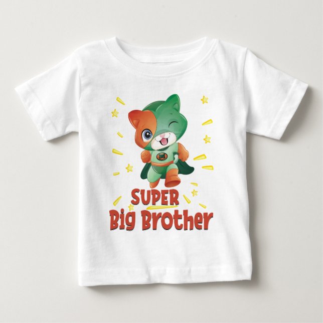 Grön superhjälte katt super storebror t shirt (Framsida)