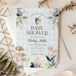 Grön Svamp Skog Bebis Shower Inbjudningar