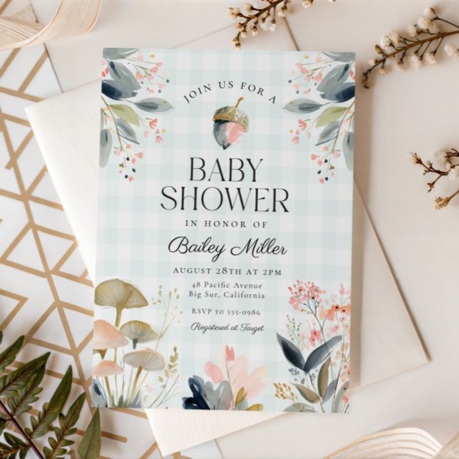 Grön Svamp Skog Bebis Shower Inbjudningar (Skapare uppladdad)