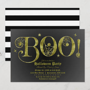 Grön Svart BOO Elegant Halloween Kostymfest Inbjudningar