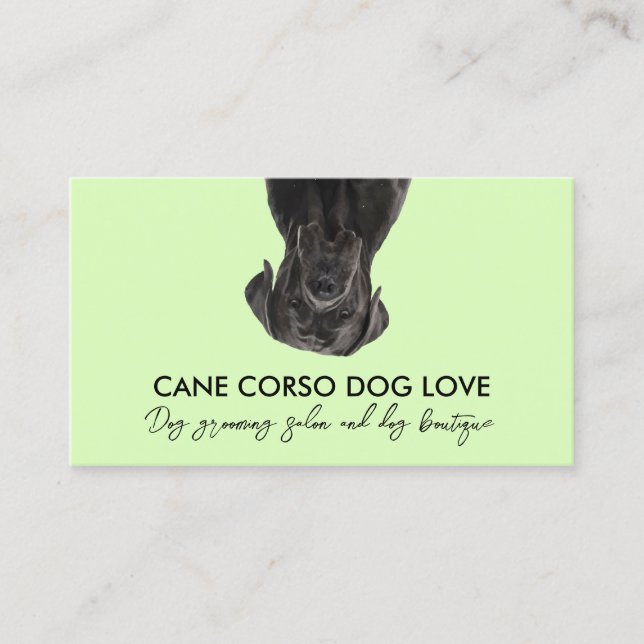 Grön Svart Cane Corso Hund Visitkort (Framsida)