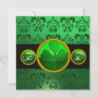 GRÖN SVART DAMASK ,SHAMROCK MONOGRAM