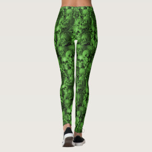 Grön & svart döskallar leggings