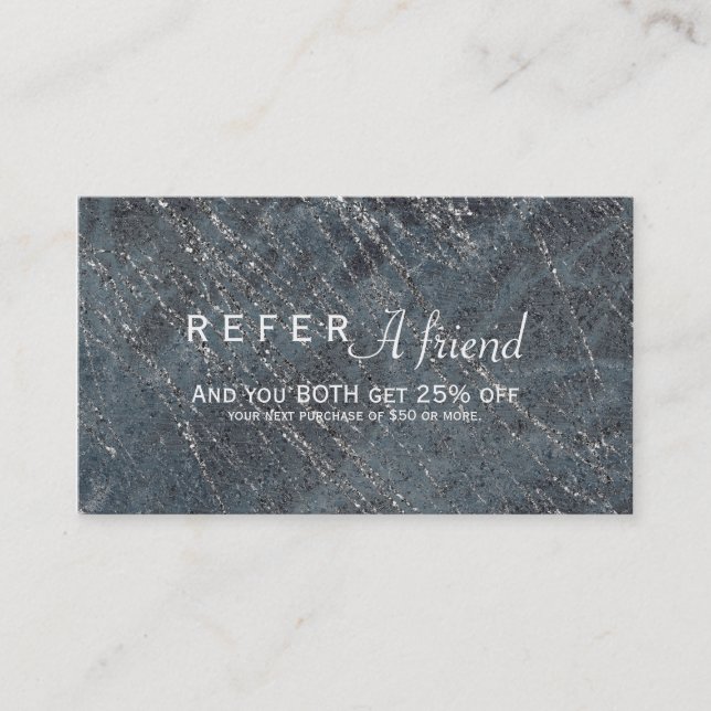 Grön Svart Grå Modern Marmor Salong Referral Kort (Framsida)