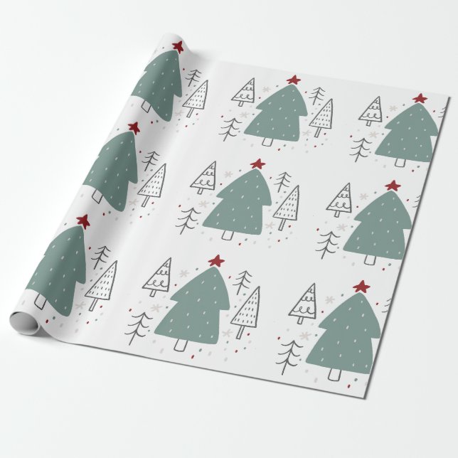 Grön svart illustrerad jul  presentpapper (Utrullad)