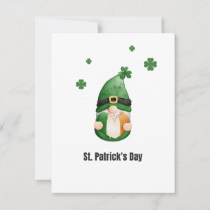 Grön Svart Illustrerad Tomte St. Patrick's Day Julkort