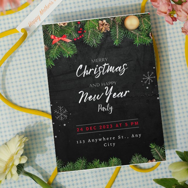 Grön svart julfest inbjudan (Skapare uppladdad)