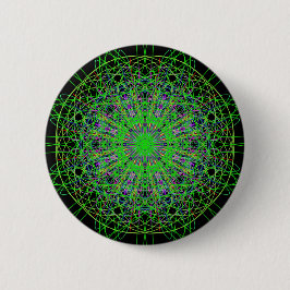 Grön svart KaleidoscopeMandalakonst Knapp