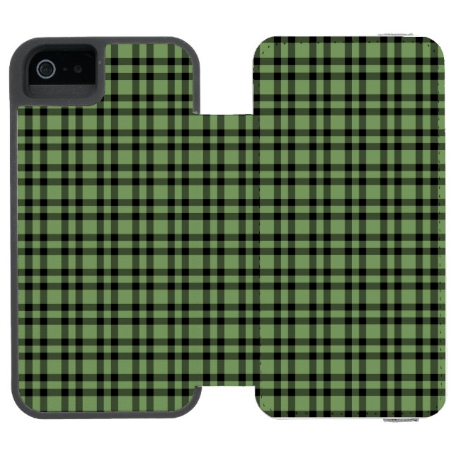 Grön svart karamellmönster incipio iPhone wallet skal (Folio Öppen)