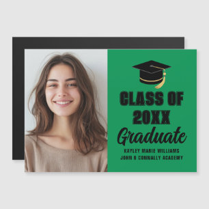 Grön Svart Klass 2026 Examen Foto Magnet