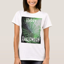 Grön Svart Kuslig Skräckinjagande Spindelnät T Shirt