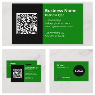 Grön Svart Logo QR-kod Visitkort