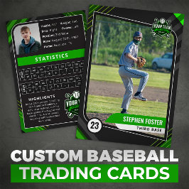 Grön & Svart Pro Baseball Trading Card