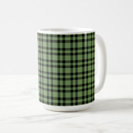 Grön svart rutig mönster kaffemugg