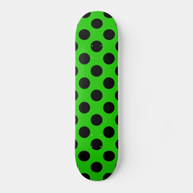Grön & Svart Stor Prickig Skateboard Bräda 19,5 Cm (Framsida)