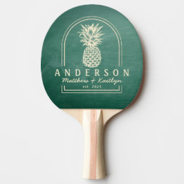 Grön svart tavla Ananas Bröllopsbåge & Namn Pingisracket