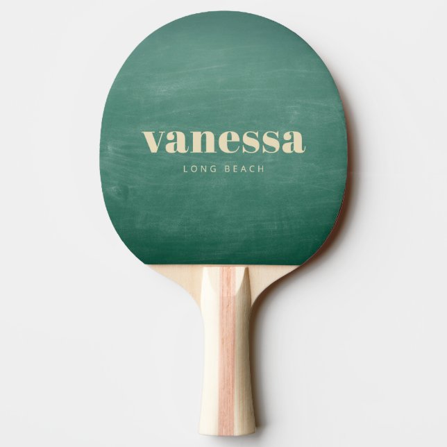 Grön svart tavla Minimal Modern Klassisk Namn Pingisracket (Baksidan)
