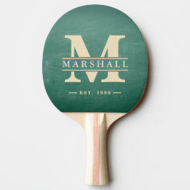 Grön svart tavla monogram och namn överlägg pingisracket