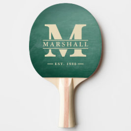 Grön svart tavla monogram och namn överlägg pingisracket