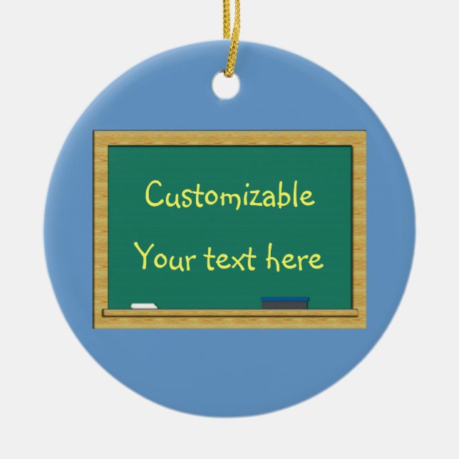 Grön svart tavlahälsning - anpassade julgransprydnad keramik (Framsidan)