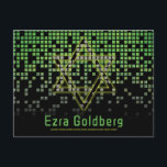 Grön Svart TV-Spel Gamer Bar Mitzvah Tack Vykort<br><div class="desc">Grön,  svart och grå (grå) regnande pixel-spelare eller video game Bar Mitzvah platt tack-kort.</div>