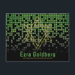 Grön Svart TV-Spel Gamer Bar Mitzvah Tack Vykort<br><div class="desc">Grön,  svart och grå (grå) regnande pixel-spelare eller tv-spel Bar Mitzvah platt tack-kort.</div>