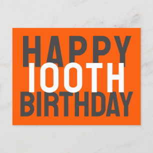 Grön Svart Vit Modern Djärv Glad 100-årsdag Vykort