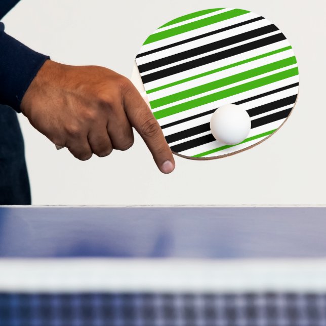 Grön Svart Vit Randig Mönsterdesign  Pingisracket (Insitu)