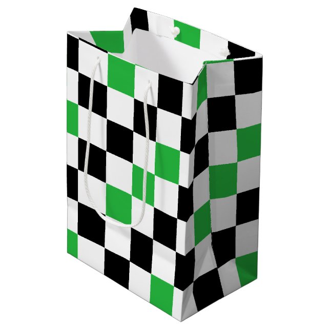 Grön svart vit rutig mönsterdesign  (Framsidan Vinklad)