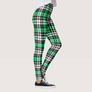 Grön svart vit rutig Tartan mönsterdesign Leggings