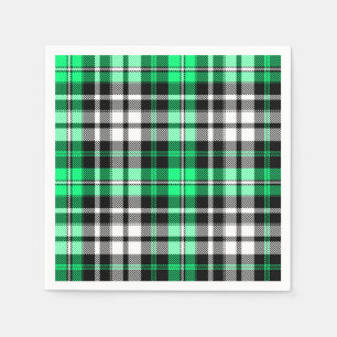Grön svart vit rutig Tartan mönsterdesign Pappersservett