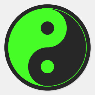 Grön & svart Yin Yang symbolklistermärke Runt Klistermärke