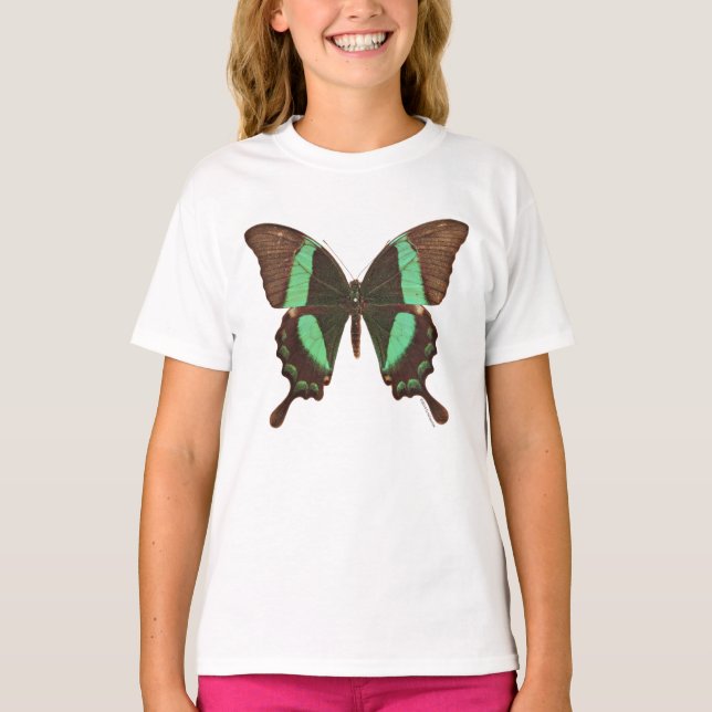 Grön Swallowtail fjäril T Shirt (Framsida)