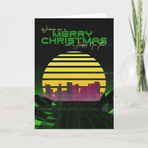 Grön Synthwave Julkort Helgkort