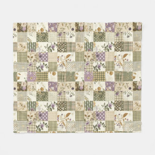 Grön Syren Quilt Patchwork Gingham Cottagecore Fleecefilt