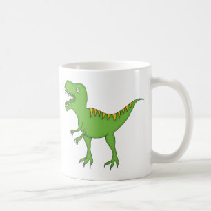 Grön T-Rex Dinosaur+Personifiera barnets namn Kaffemugg